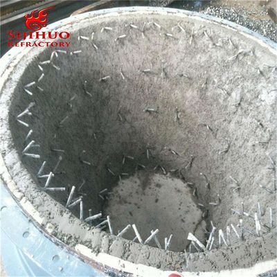 Fornos com cimento fundível reforçado com fibras de aço 1-3 mm 90-97% Al2O3